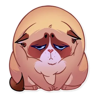 😔 gato, rabugento, triste, meme, animal, fofo, desenho animado, adesivo whatsapp sticker