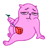 😏 고양이, 분홍색, 꽃, 장미, 만화, 귀여운, 웃긴 telegram sticker