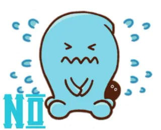 👎 NO kartun, karakter, sedih, biru, penolakan telegram sticker
