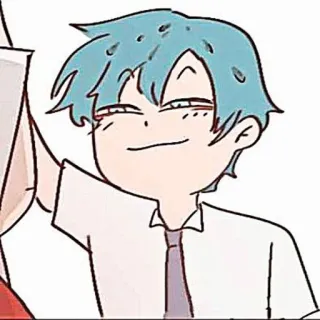 🎸 การ์ตูน, อนิเมะ, มังงะ, ตัวละคร, ผมสีฟ้า, ยิ้ม telegram sticker