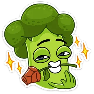 🌹 브로콜리, 채소, 장미, 반짝이, 로맨틱, 만화 telegram sticker