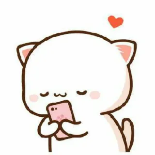 🍓 kucing, hati, kartun, imut, telepon, persik, animasi whatsapp sticker