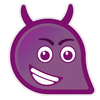 😈 iblis, kartun, ungu, tanduk, emoji, jahat, karakter telegram sticker