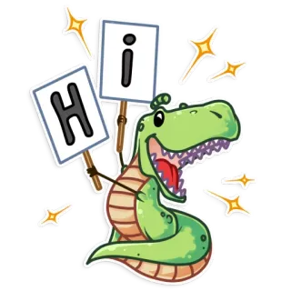 👋 Hi dinossauro, saudação, oi, desenho animado, amigável, brilho telegram sticker