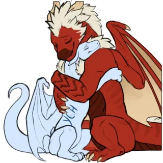 ❤️ มังกร, กอด, ความรัก, แฟนตาซี, มิตรภาพ, การ์ตูน telegram sticker
