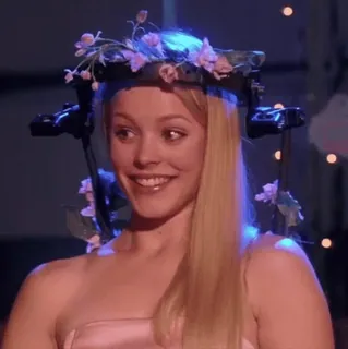 ♥️ Regina George Mean Girls Regina George, Mean Girls, couronne, rose, robe, blonde, film, comédie telegram sticker