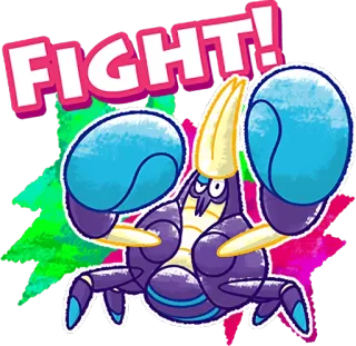 ✊ FIGHT! crab, fight, cartoon, sticker, combat telegram sticker