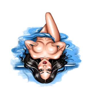 😻 woman, girl, cartoon, illustration, brunette, sexy, pinup telegram sticker