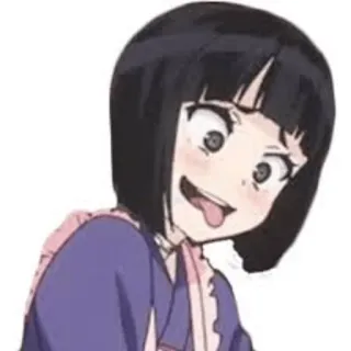 😛 Anime, Mädchen, aufgeregt, albern, Zunge telegram sticker
