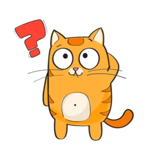 😗 Katze, Fragezeichen, Denken, Orange, Cartoon, Verwirrt telegram sticker