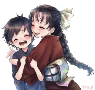 🥰 Anime, Dibujos animados, Feliz, Familia, Alegre, Personajes telegram sticker