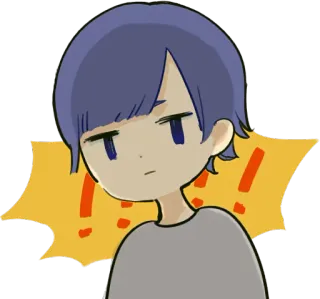 ‼️ en colère, expression, exclamation, boudeur, contrarié, animé, garçon telegram sticker