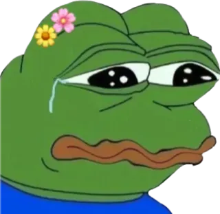 😭 Pepe the Frog Żaba Pepe, Meme, Smutny, Płaczący, Kwiat, Meme internetowy, Żaba telegram sticker