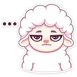😑 ... овца, мультфильм, животное, эмодзи, стикер telegram sticker