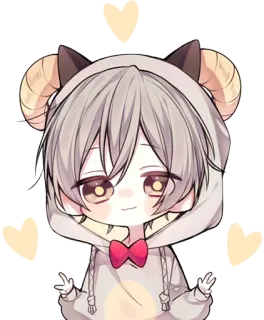✌️ anime, kawaii, cute, chibi, cartoon, sheep, hoodie whatsapp sticker