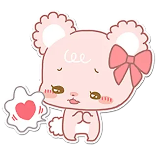 😗 fofo, urso, kawaii, coração, rosa, adesivo telegram sticker