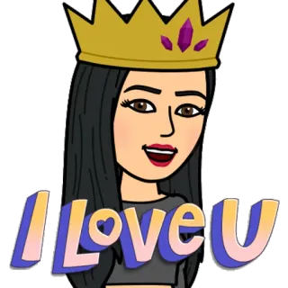 ❤ I love U amour, coeur, Bitmoji, reine, couronne, je t'aime telegram sticker