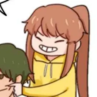 🎈 Anime, Cartoon, Mädchen, Gesicht verziehen, Genervt, Gelber Hoodie whatsapp sticker