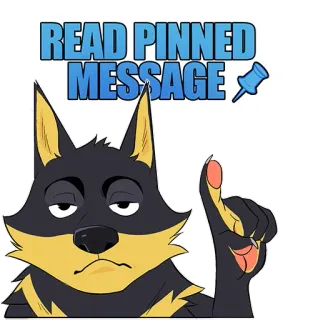 📌 READ PINNED MESSAGE собака, чтение, сообщение, закреплено, животное, мультфильм telegram sticker