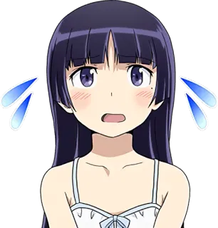 😓 anime, dziewczyna, zszokowana, zaskoczona, kreskówka, manga telegram sticker