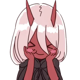 😊 Zero Two Darling in the Franxx anime, girl, smile, horns, cute telegram sticker
