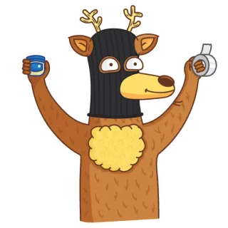 😘 veado, ladrão, máscara, desenho animado, animal, crime telegram sticker