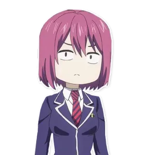 😕 Anime, Mädchen, Schuluniform, rote Haare, ausdruckslos telegram sticker