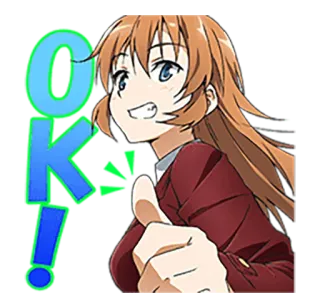 👍 OK! Anime, Duim omhoog, OK, Goedkeuring, Akkoord whatsapp sticker