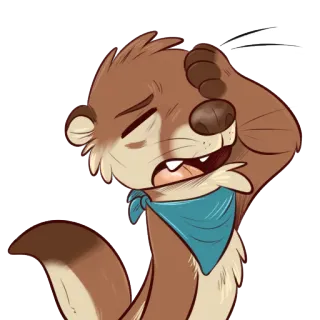 😞 loutre, dessin animé, animal, mignon, fatigué, bandana whatsapp sticker