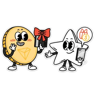 🎁 moneta, stella, cartone animato, regalo, soldi, carino, finanza telegram sticker