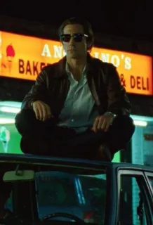 😘 ANGELINO'S BAKER & DELI Mann, sitzen, Auto, Bäckerei, Feinkostladen, Jacke, Sonnenbrille, Nacht telegram sticker