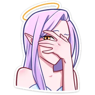 👀 Аниме, Эльф, Девушка, Ангел, Наклейка, Фэнтези telegram sticker