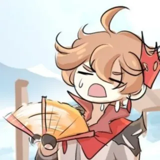 🥵 Tartaglia Genshin Impact Anime, Chibi, Tartaglia, Genshin Impact, Fan, Sudando whatsapp sticker