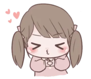 😚 desenho animado, menina, amor, corações, fofo whatsapp sticker