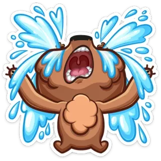 😭 płacz, smutny, niedźwiedź, łzy, emocjonalny, kreskówka, ilustracja telegram sticker