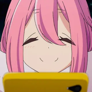 📱 Anime Mädchen, rosa Haare, Handy, süß, Anime telegram sticker