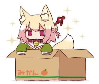 😐 みかん Anime, Gato, Caixa, Fofo, Kawaii, Mikan, Laranja telegram sticker