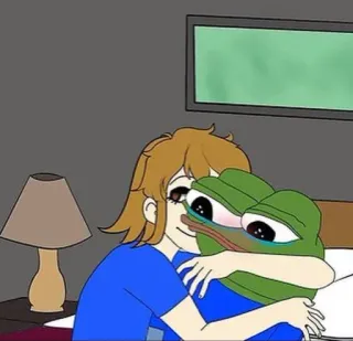 💋 Pepe the Frog Żaba Pepe, Meme, Emocje, Płacz, Uścisk telegram sticker