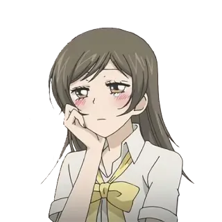 😢 anime, gadis, bosan, berpikir telegram sticker