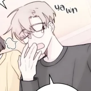 🍢 yawn śpiący, ziewanie, kreskówka, anime, zmęczony telegram sticker