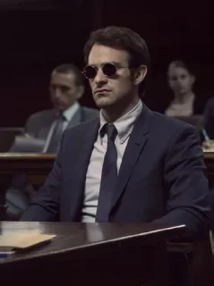 😐 Daredevil Сорвиголова, Мэтт Мердок, Чарли Кокс, Слепой, Адвокат, Marvel, Супергерой telegram sticker