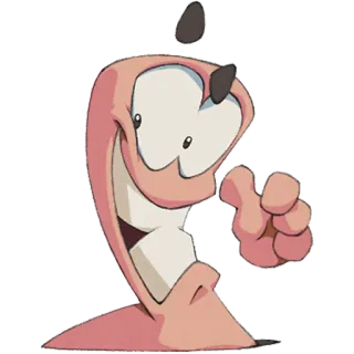 👍 Earthworm Jim cartone animato, verme, pollice in su, divertente, personaggio, animazione telegram sticker