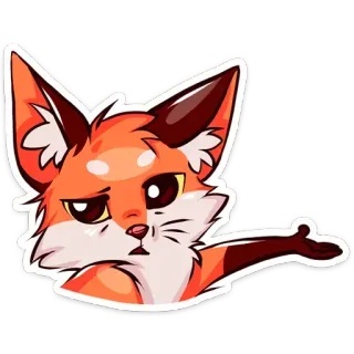 👉 лиса, животное, милый, мультфильм, наклейка, оранжевый, иллюстрация telegram sticker
