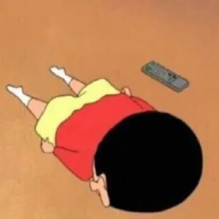 😔 Shin-chan Crayon Shin-chan Shin-chan, dessin animé, drôle, allongé, télécommande, animé telegram sticker