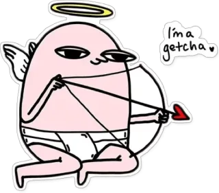 😘 I'm a getcha cupido, angelo, amore, cuore, freccia, cartone animato telegram sticker