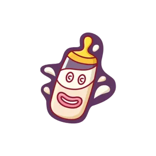 🍼 baby bottle, milk, cute, cartoon, baby, infant, feeding telegram sticker