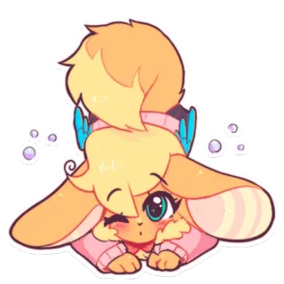 😮 animal, dibujos animados, lindo, kawaii, conejo, orejas, alas telegram sticker