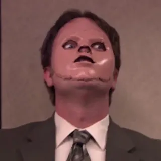 👽 Dwight Schrute The Office visage, masque, effrayant, série tv, comédie telegram sticker