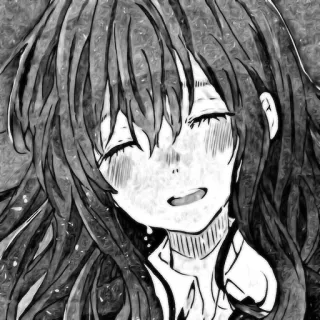 🌨 Anime, Mädchen, lächelnd, glücklich, schwarz weiß whatsapp sticker