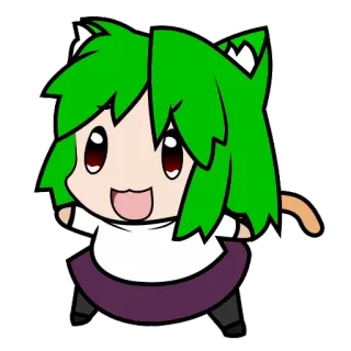 🥰 Chibi, Anime, Kawaii, Oreilles de chat, Mignon, Manga, Cheveux verts whatsapp sticker